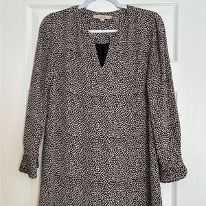 LOFT Belted Shift Dress Women’s SP Black & White Floral Print Lined